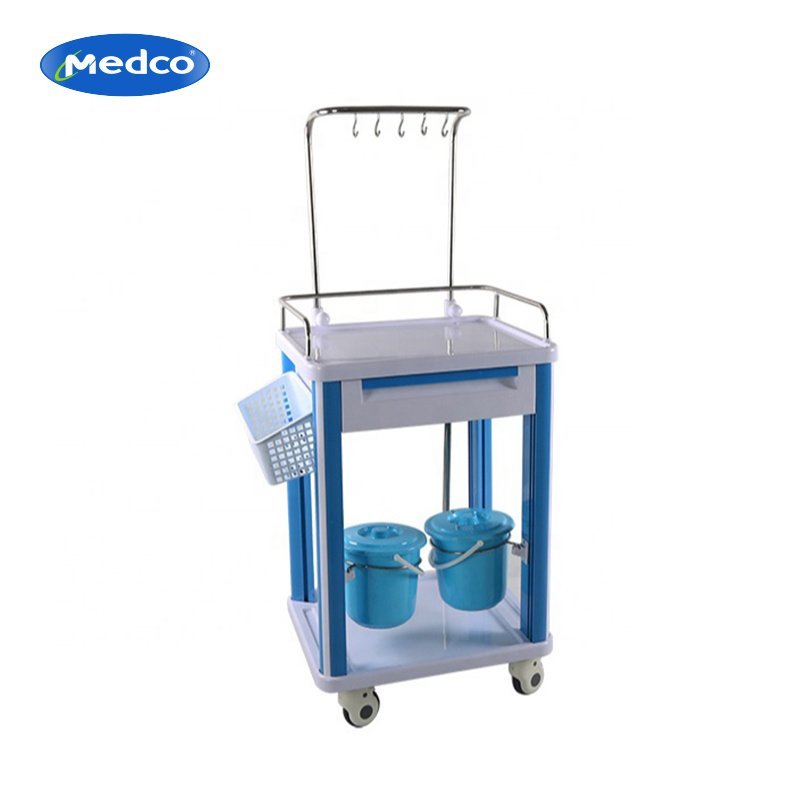 ABS medical venous trolley with two dirty buckets treatment trolley infusion cart