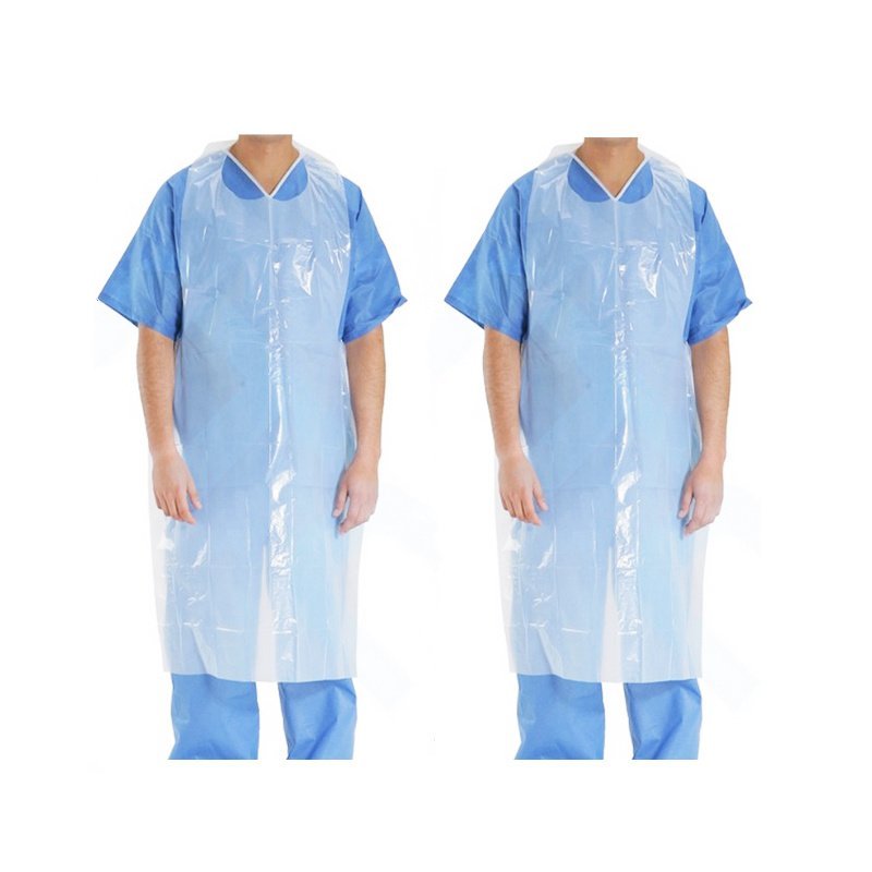White Blue PE apron For Hospital PE Plastic Disposable Apron
