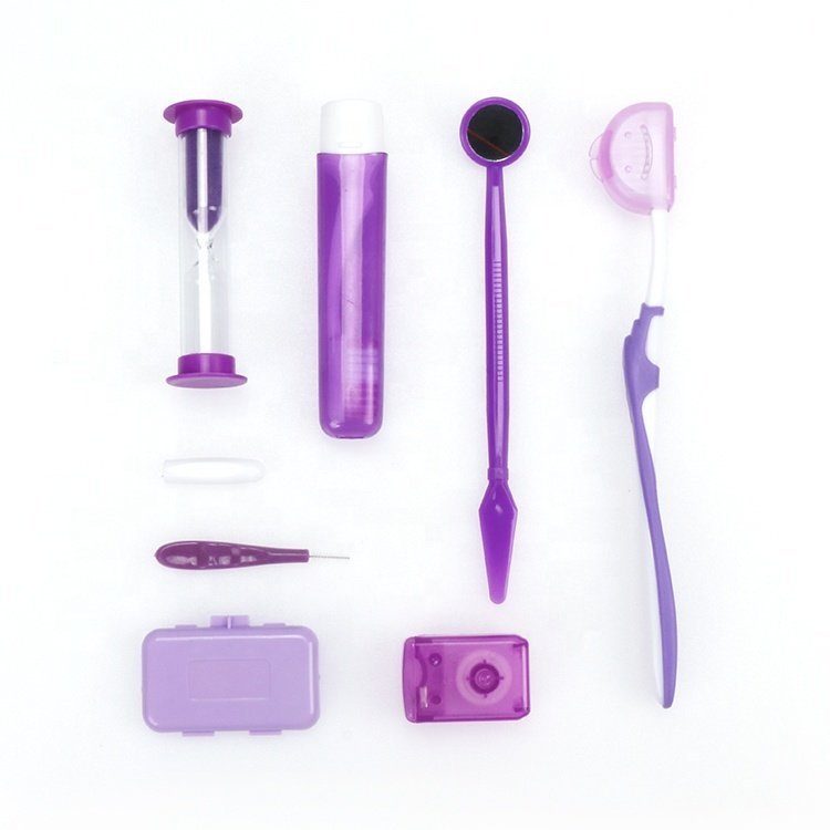 Home oral hygiene kit dental travel hygiene kit 8pcs cleaning kit with wax