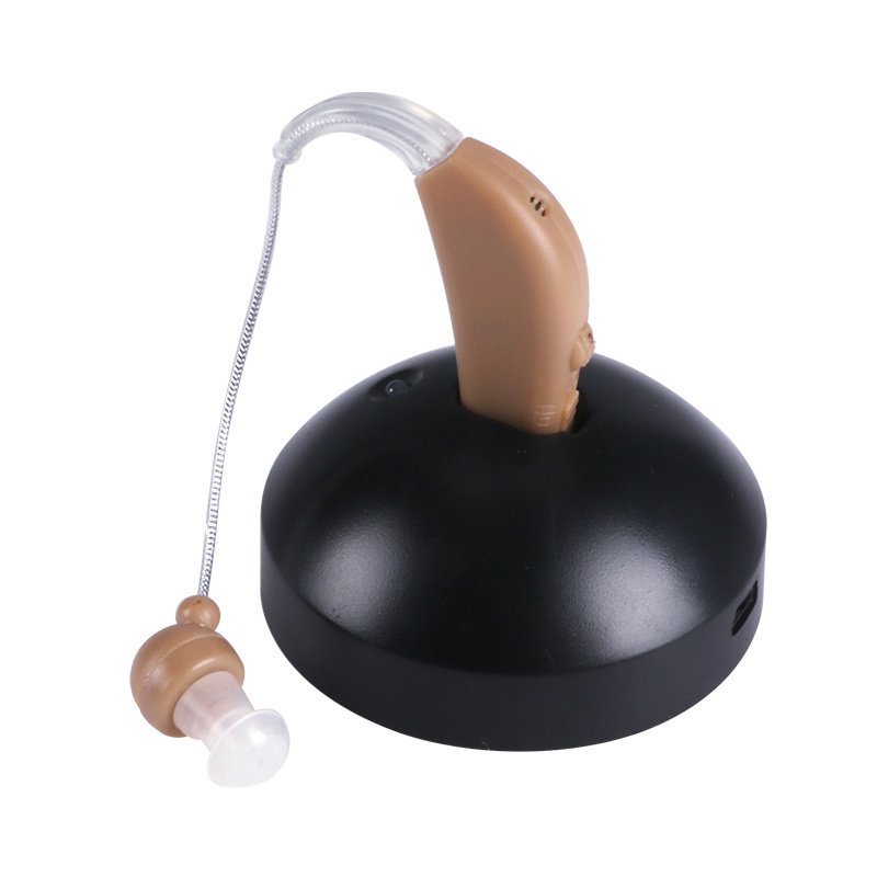 Rechargeable hanging ear hearing aid